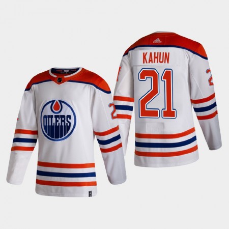 Edmonton Oilers Dominik Kahun 21 2020-21 Reverse Retro Authentic Shirt - Mannen